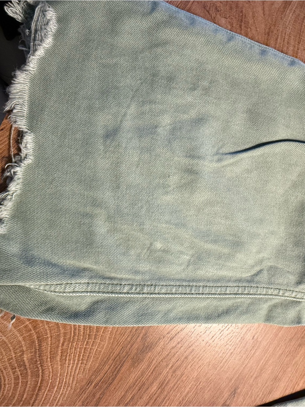 Women's Light Sage Distressed Flare Jeans - Picture 4 of 8